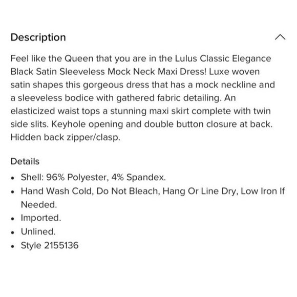 Lulus Maxi Long Dress Large Black Satin Mock Neck A Line Sleeveless NEW - Picture 9 of 12